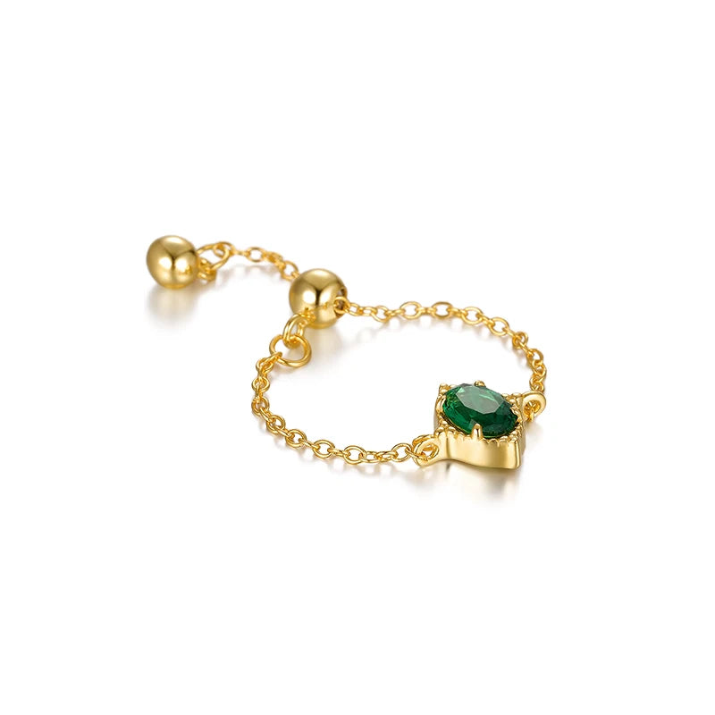 Emerald Isle Marquise solitaire chain ring - Antique Collection My Rose Future