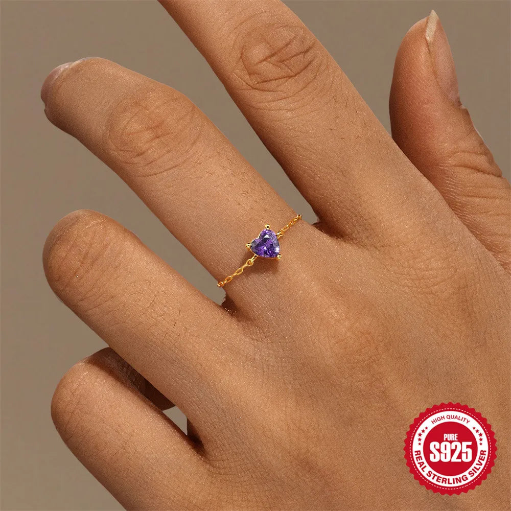 Amethyst Heart 18k Gold-plated ring - Retro Collection My Rose Future