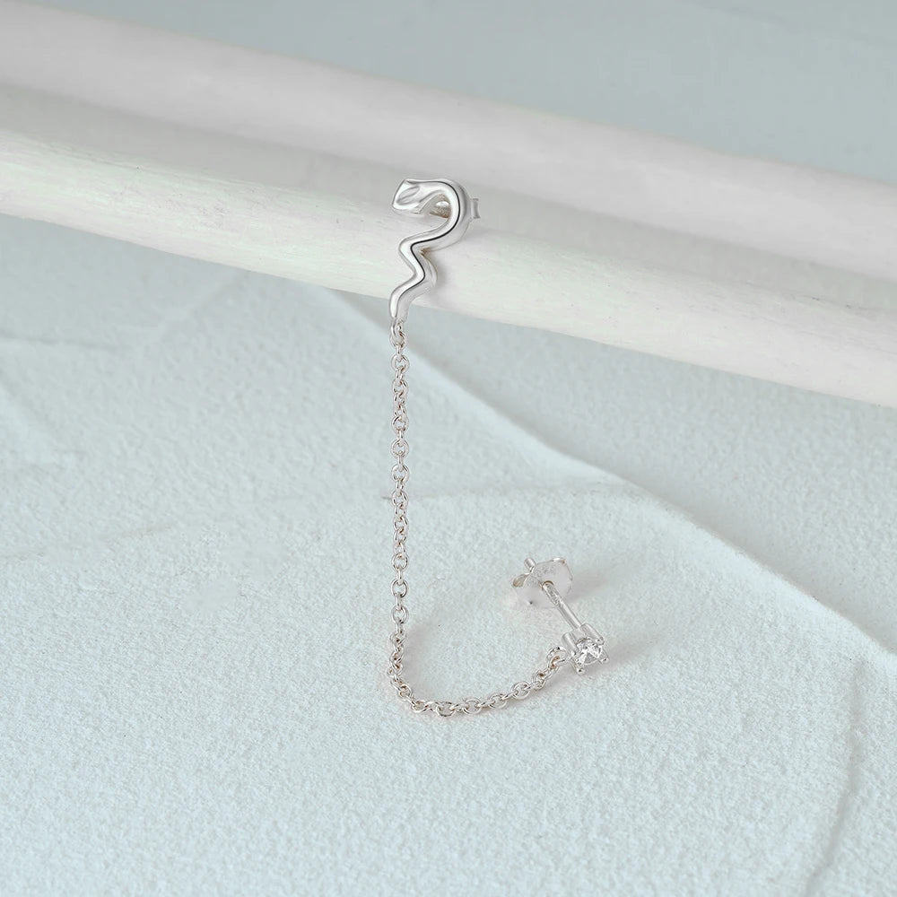 Silver Snake Reveries double stud pendant earrings - Garden Collection My Rose Future