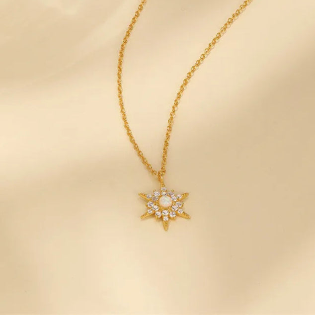guiding star necklace, 925 sterling silver women's chain necklace, 18k gold plated