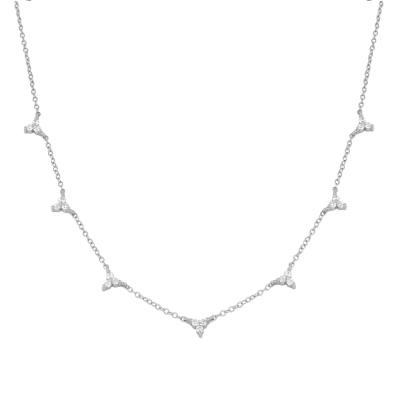 Collier clavicule trois diamants CANNER pour femme, bijoux en argent sterling 925, pendentif charmant, chaîne ras du cou 18 carats