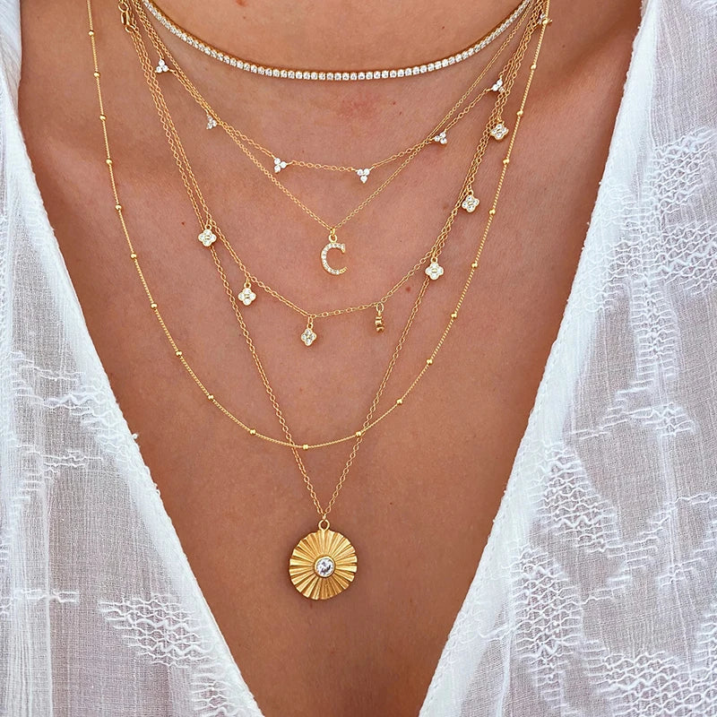 Collier clavicule trois diamants CANNER pour femme, bijoux en argent sterling 925, pendentif charmant, chaîne ras du cou 18 carats