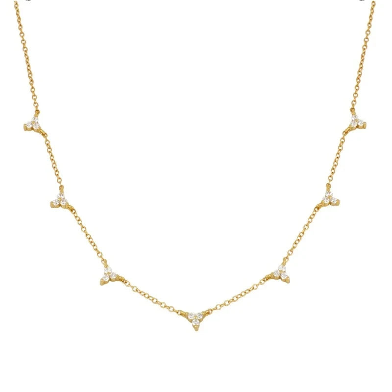 Collier clavicule trois diamants CANNER pour femme, bijoux en argent sterling 925, pendentif charmant, chaîne ras du cou 18 carats