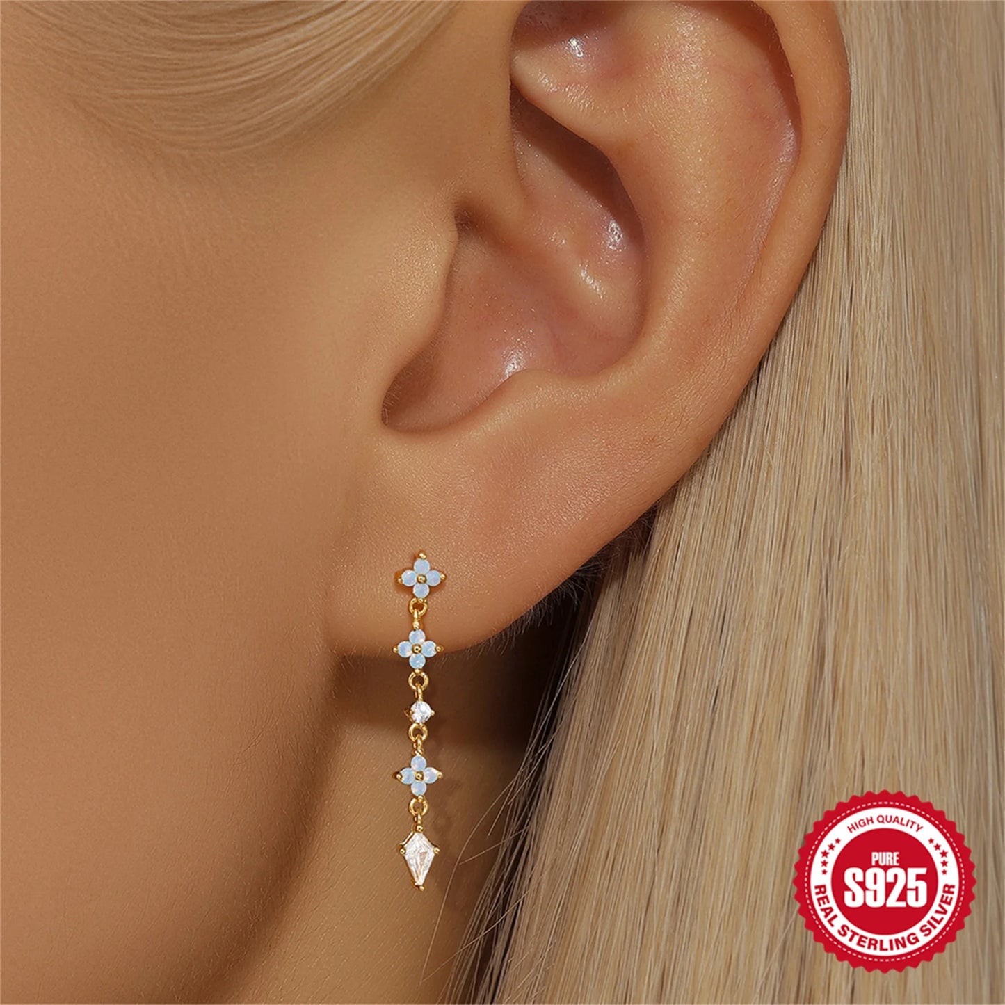 Blue Dreams huggies earrings- Retro Collection