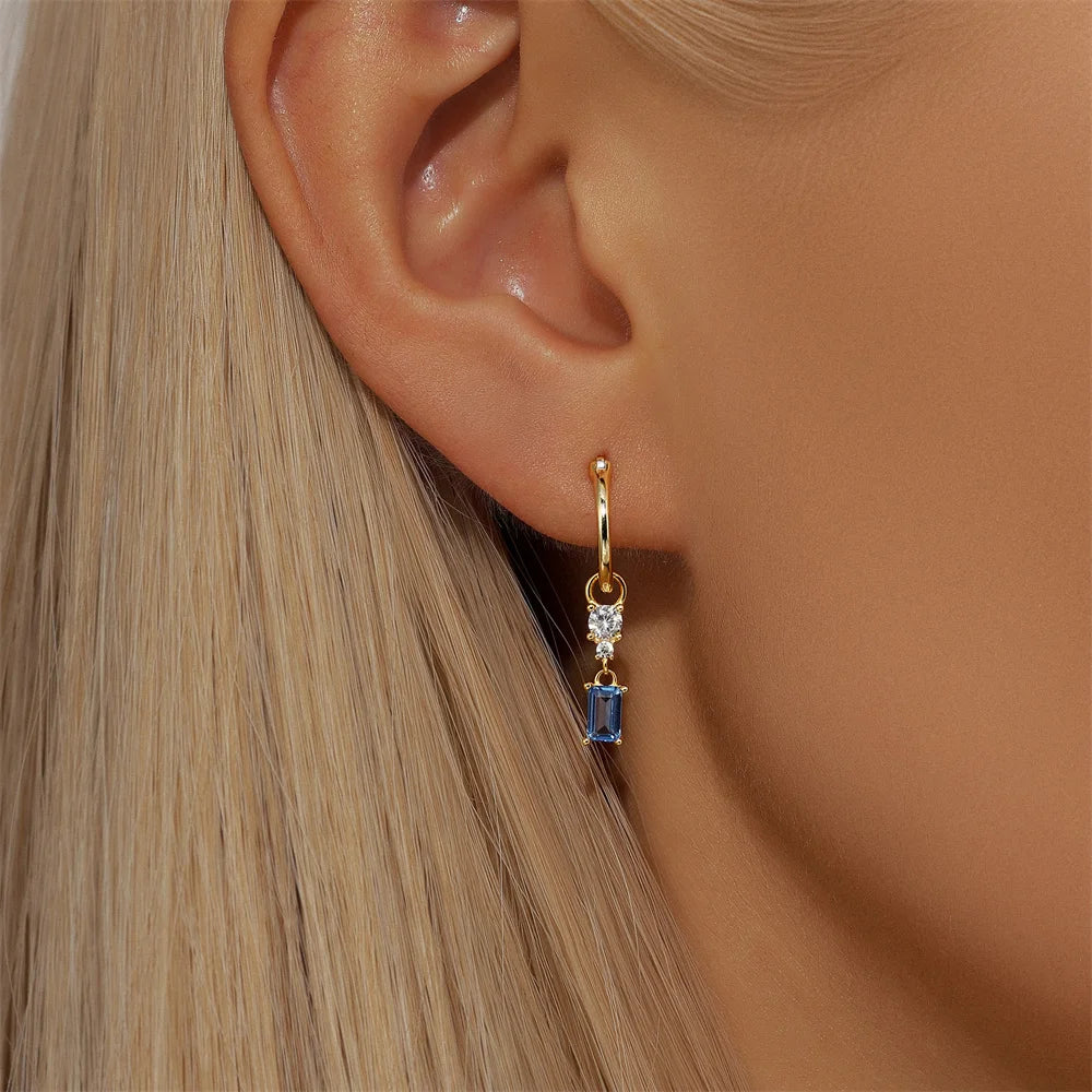 Blue Dreams huggies earrings- Retro Collection