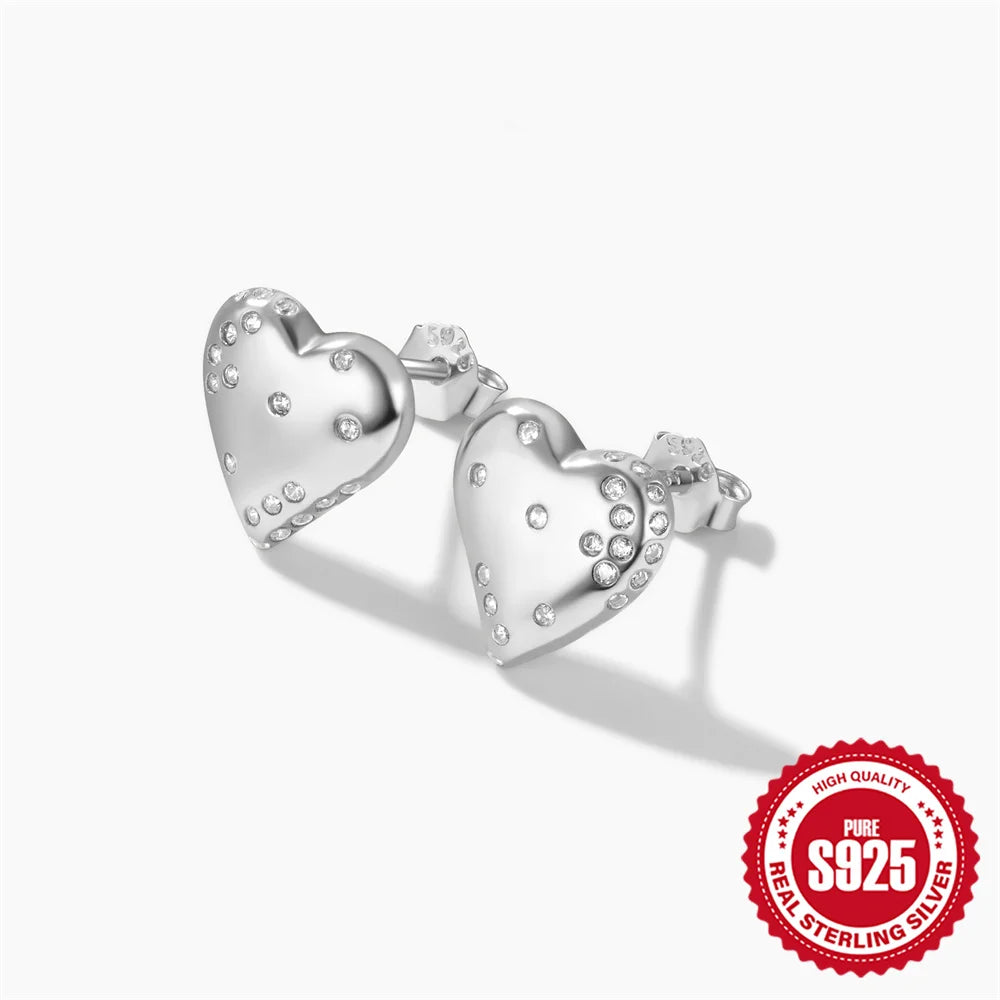 Boucles d'oreilles à tige en argent sterling 925 CANNER, cadeau d'amour pour la Saint-Valentin, zircon, pour femmes, bijoux fins en or 18 carats, fête