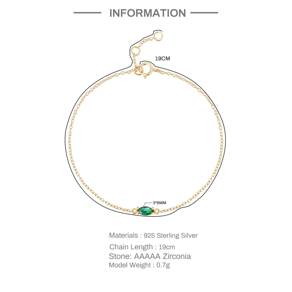 Bracelet CANNER Ins en émeraude pour femme, pendentif minimaliste en argent sterling 925, chaîne en or pour fête de mariage, bijoux fins, cadeau pour maman