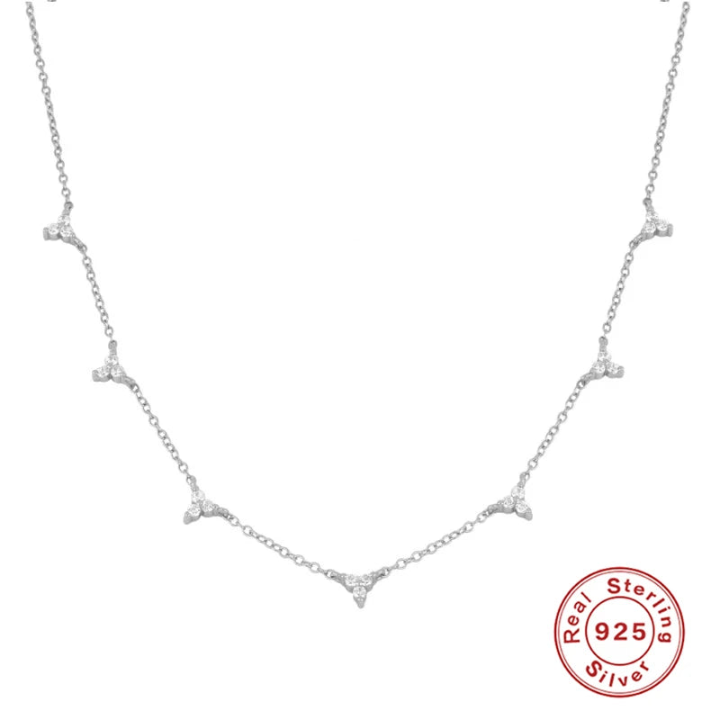 Collier clavicule trois diamants CANNER pour femme, bijoux en argent sterling 925, pendentif charmant, chaîne ras du cou 18 carats