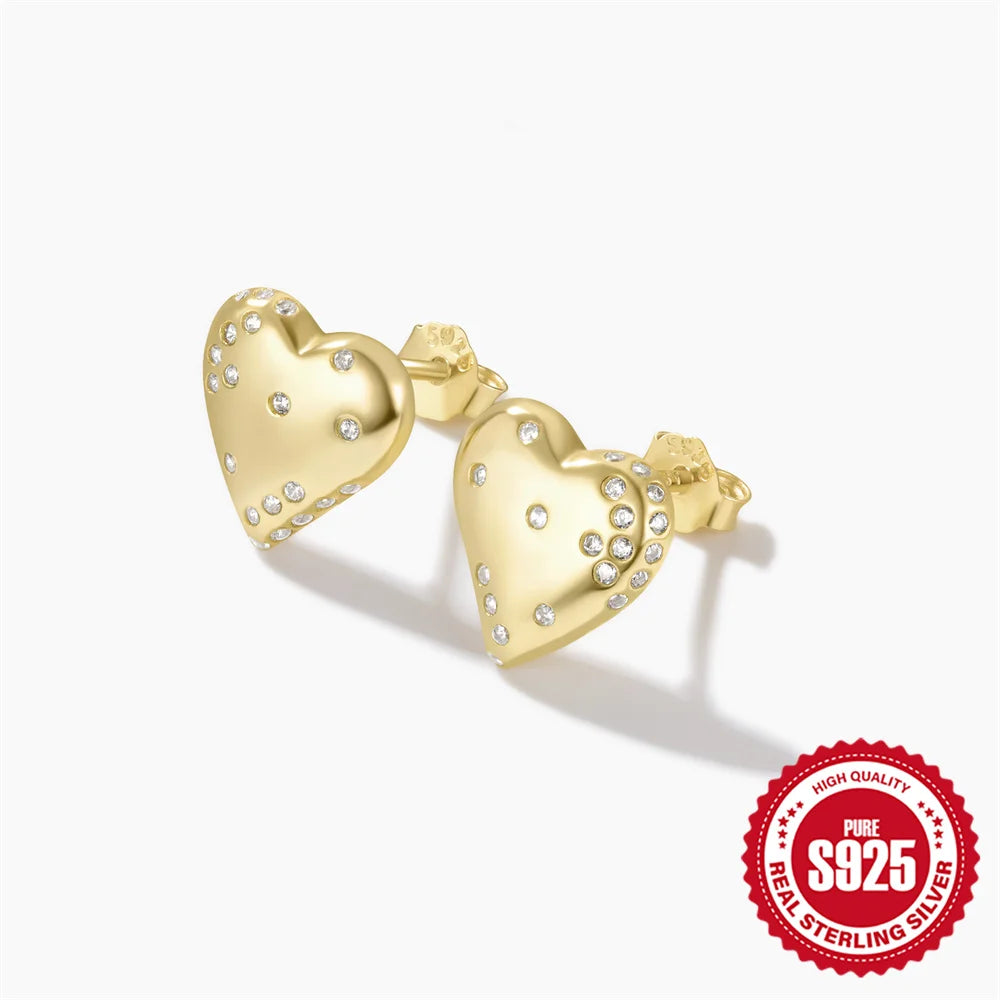 Boucles d'oreilles à tige en argent sterling 925 CANNER, cadeau d'amour pour la Saint-Valentin, zircon, pour femmes, bijoux fins en or 18 carats, fête