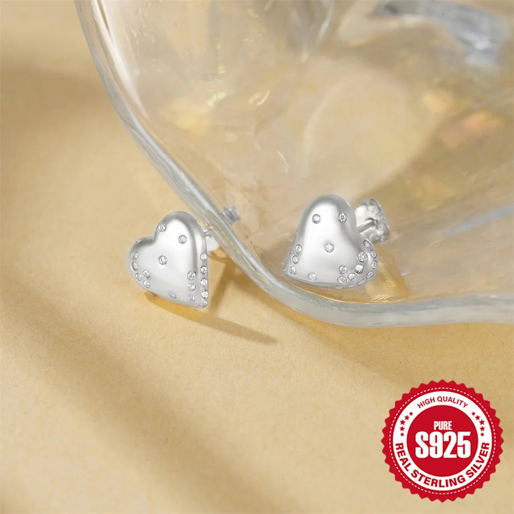 Boucles d'oreilles à tige en argent sterling 925 CANNER, cadeau d'amour pour la Saint-Valentin, zircon, pour femmes, bijoux fins en or 18 carats, fête