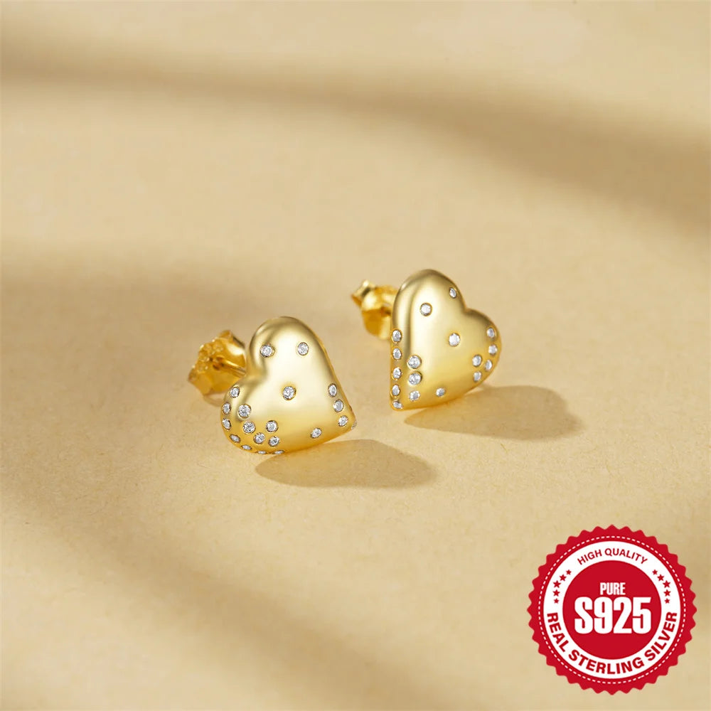 Boucles d'oreilles à tige en argent sterling 925 CANNER, cadeau d'amour pour la Saint-Valentin, zircon, pour femmes, bijoux fins en or 18 carats, fête