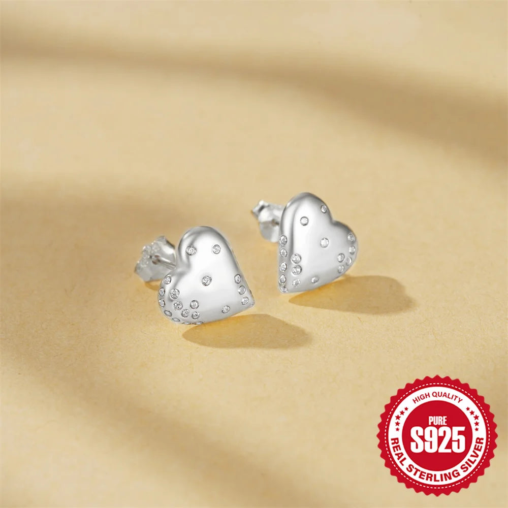 Boucles d'oreilles à tige en argent sterling 925 CANNER, cadeau d'amour pour la Saint-Valentin, zircon, pour femmes, bijoux fins en or 18 carats, fête