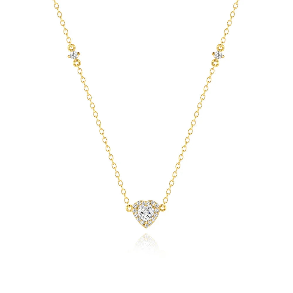 Collier tendance en argent sterling 925 en forme de cœur avec rose pour femme (cadeau Saint-Valentin/Fête des Mères)