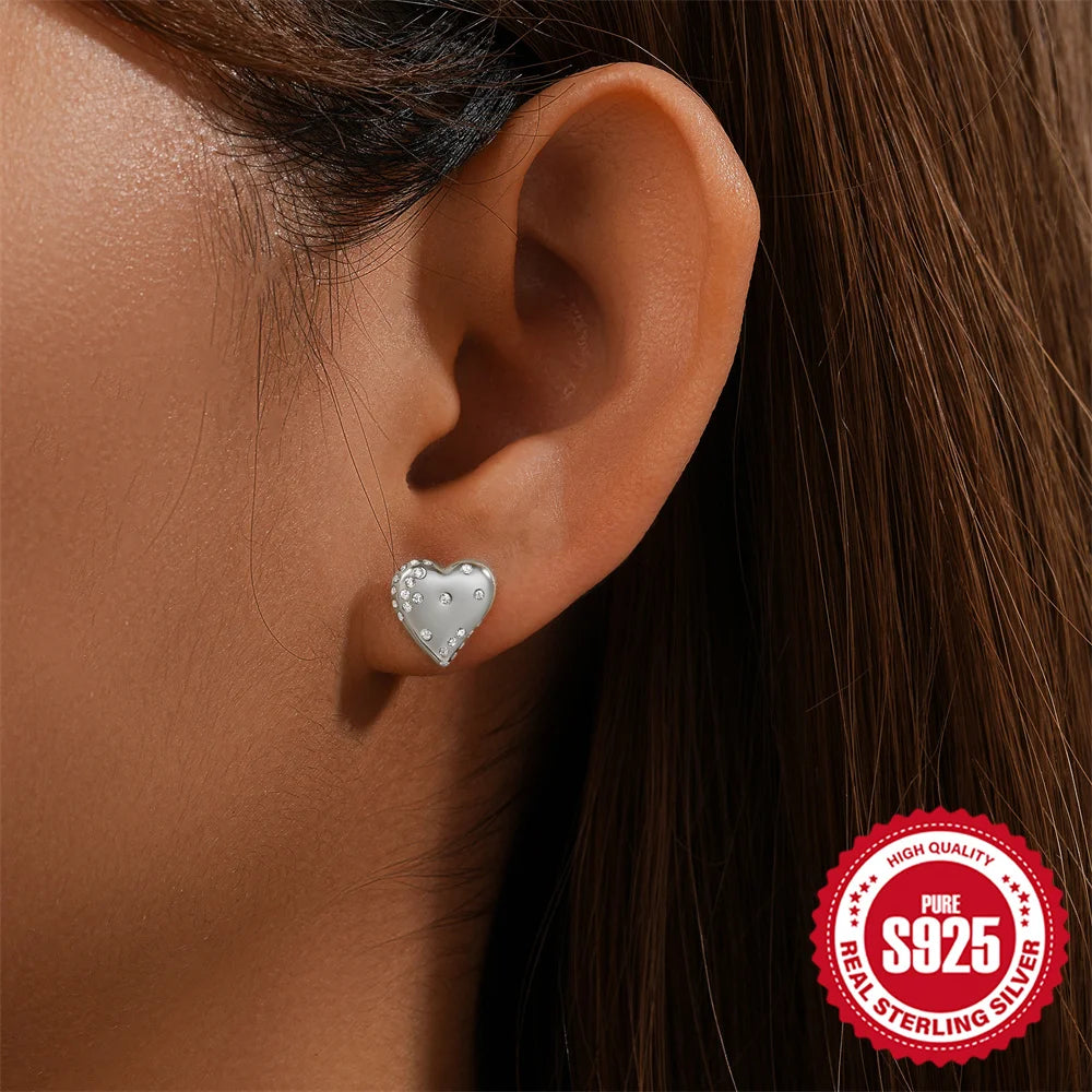 Boucles d'oreilles à tige en argent sterling 925 CANNER, cadeau d'amour pour la Saint-Valentin, zircon, pour femmes, bijoux fins en or 18 carats, fête
