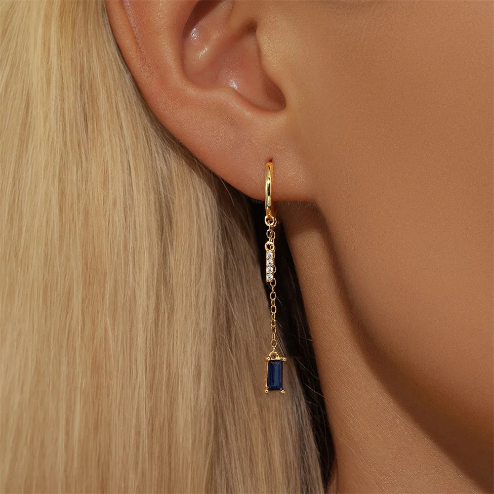 Blue Dreams huggies earrings- Retro Collection