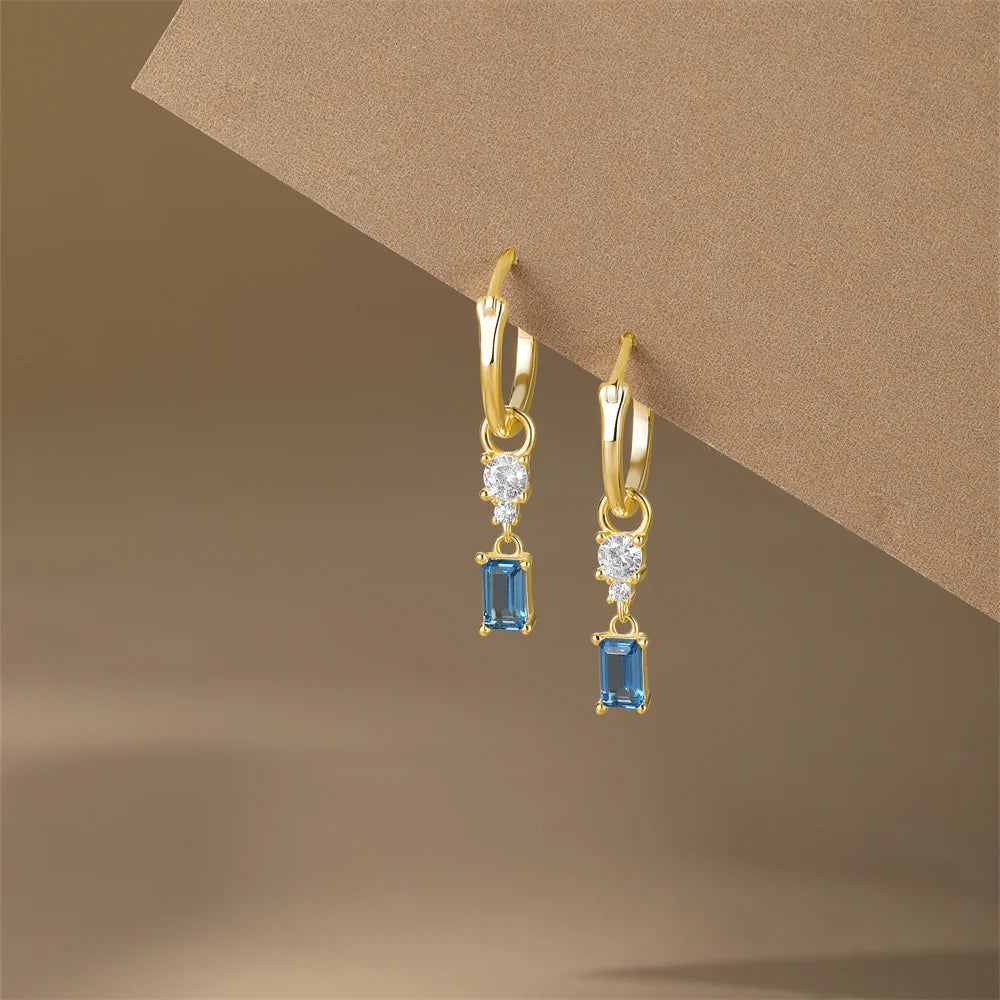 Blue Dreams huggies earrings- Retro Collection