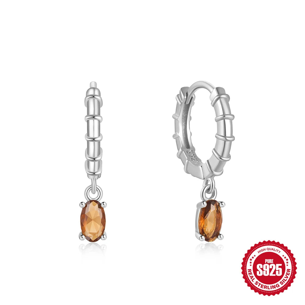 Boucles d'oreilles pendantes CANNER en argent sterling 925 et zircone marron pour femme, bijoux fins en or 18 carats, cadeau de mariage ou de fête