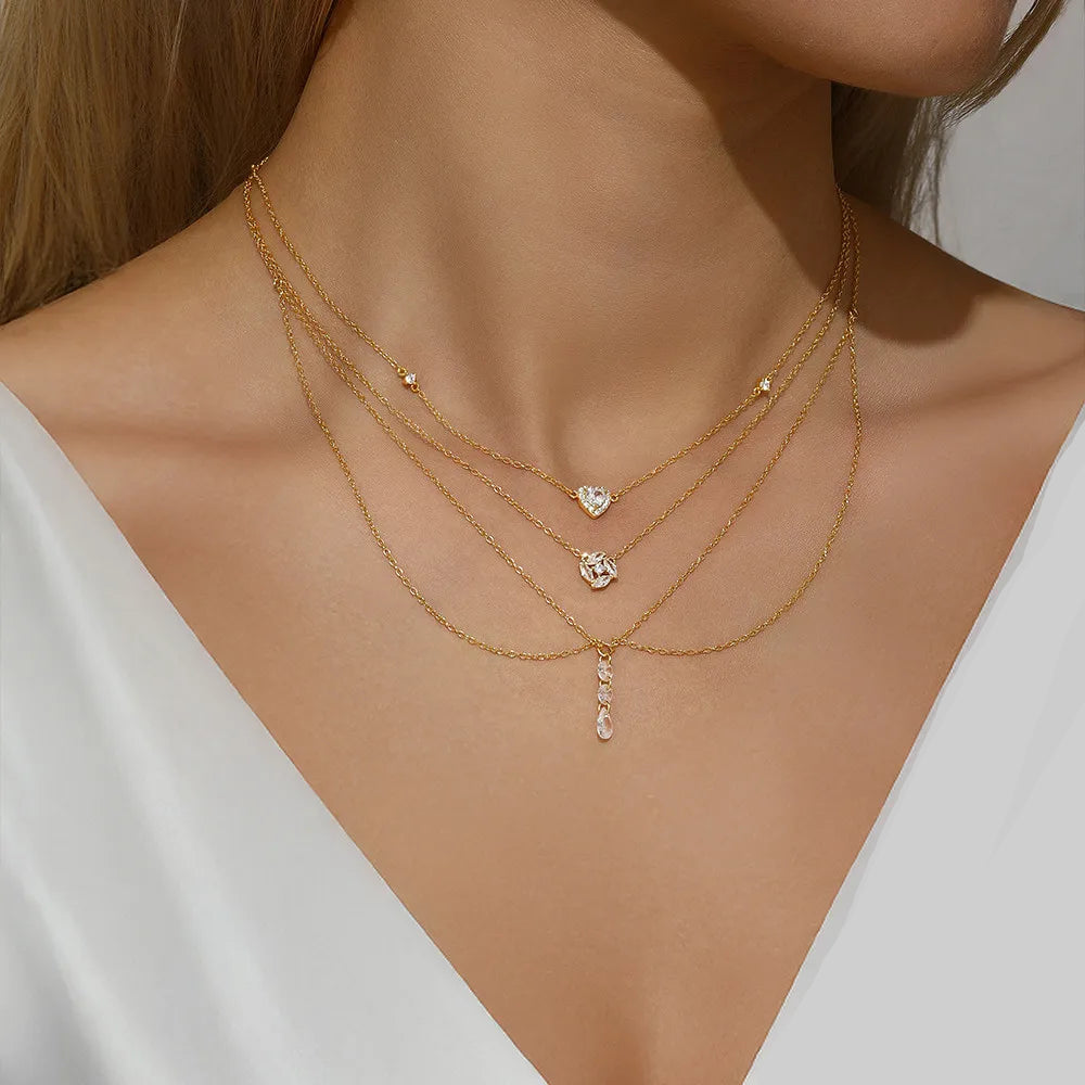 Collier tendance en argent sterling 925 en forme de cœur avec rose pour femme (cadeau Saint-Valentin/Fête des Mères)