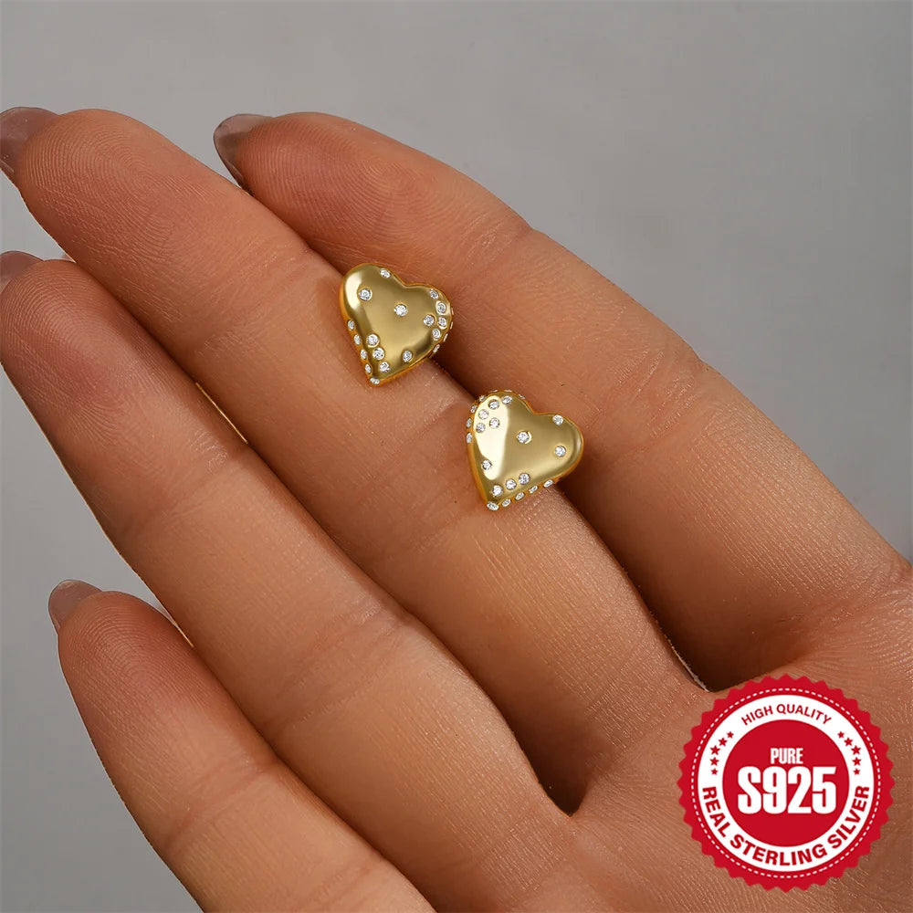 Boucles d'oreilles à tige en argent sterling 925 CANNER, cadeau d'amour pour la Saint-Valentin, zircon, pour femmes, bijoux fins en or 18 carats, fête