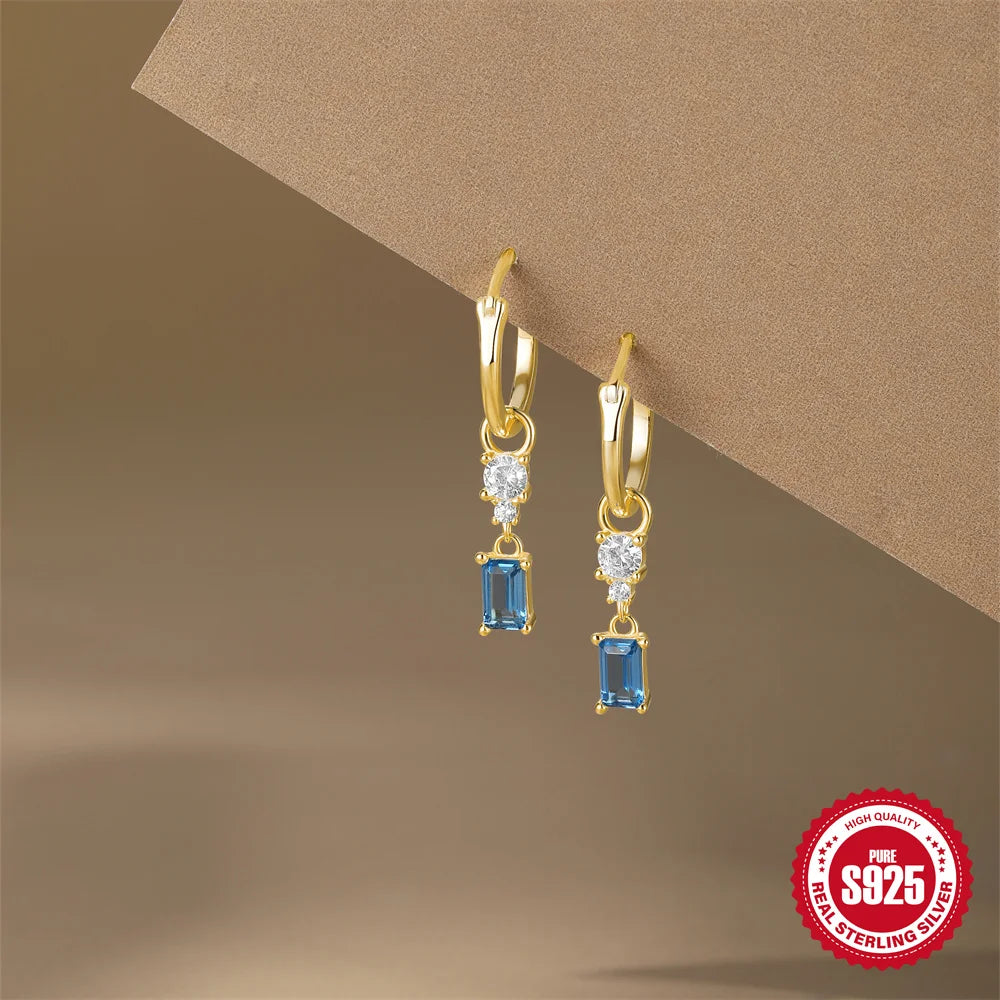Blue Dreams huggies earrings- Retro Collection