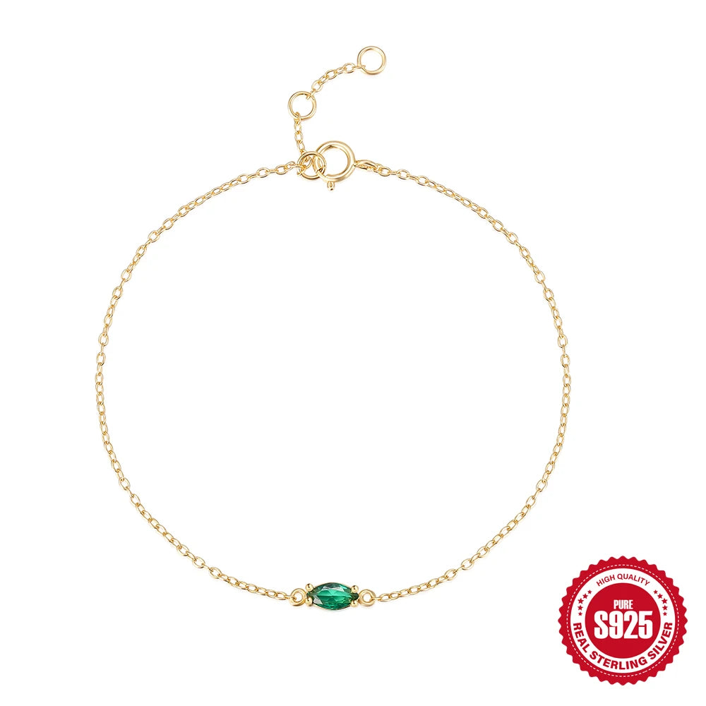 Bracelet CANNER Ins en émeraude pour femme, pendentif minimaliste en argent sterling 925, chaîne en or pour fête de mariage, bijoux fins, cadeau pour maman