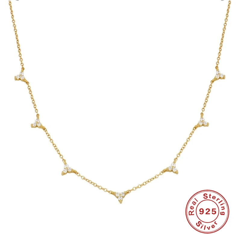 Collier clavicule trois diamants CANNER pour femme, bijoux en argent sterling 925, pendentif charmant, chaîne ras du cou 18 carats