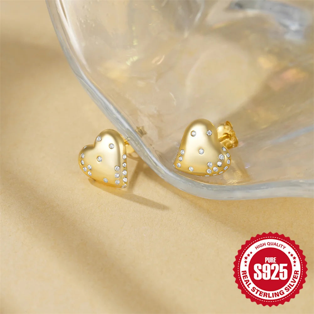 Boucles d'oreilles à tige en argent sterling 925 CANNER, cadeau d'amour pour la Saint-Valentin, zircon, pour femmes, bijoux fins en or 18 carats, fête