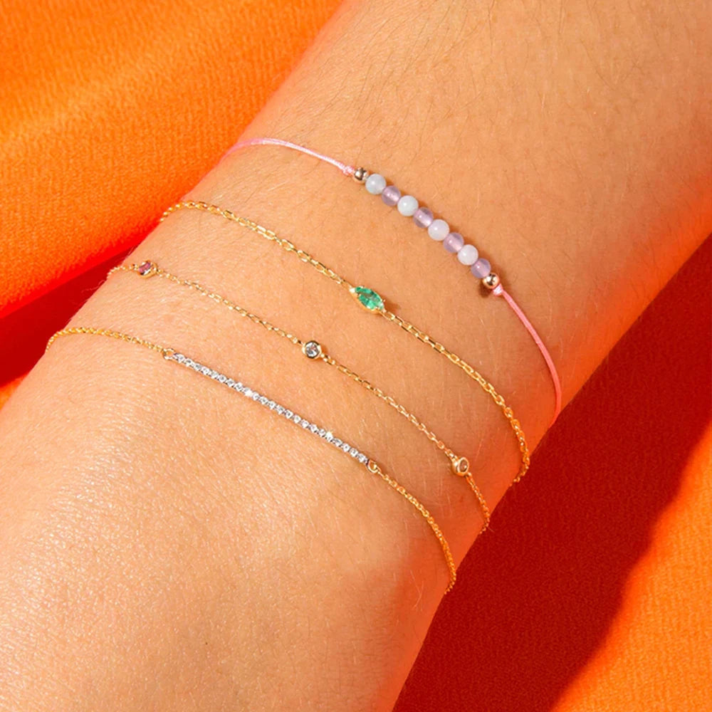 Bracelet CANNER Ins en émeraude pour femme, pendentif minimaliste en argent sterling 925, chaîne en or pour fête de mariage, bijoux fins, cadeau pour maman