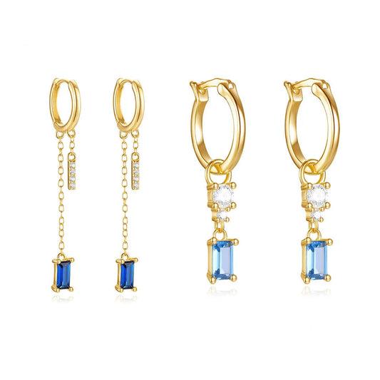 Blue Dreams huggies earrings- Retro Collection
