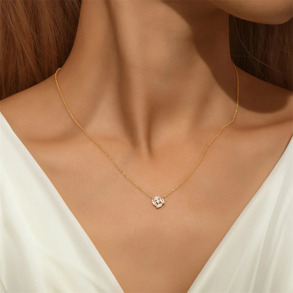 Collier tendance en argent sterling 925 en forme de cœur avec rose pour femme (cadeau Saint-Valentin/Fête des Mères)