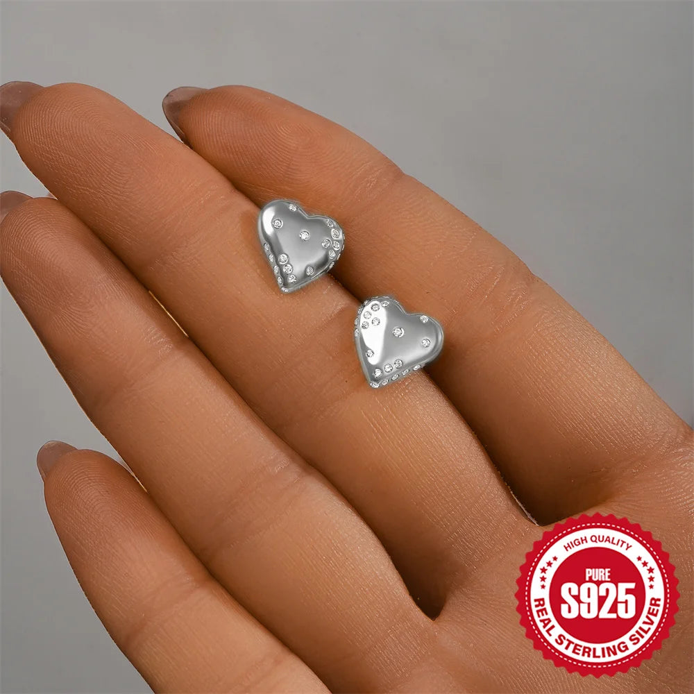Boucles d'oreilles à tige en argent sterling 925 CANNER, cadeau d'amour pour la Saint-Valentin, zircon, pour femmes, bijoux fins en or 18 carats, fête