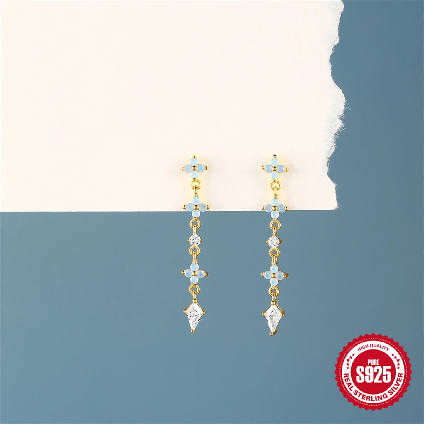 Blue Dreams huggies earrings- Retro Collection