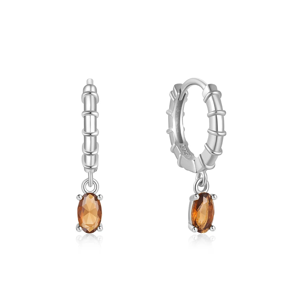 Boucles d'oreilles pendantes CANNER en argent sterling 925 et zircone marron pour femme, bijoux fins en or 18 carats, cadeau de mariage ou de fête