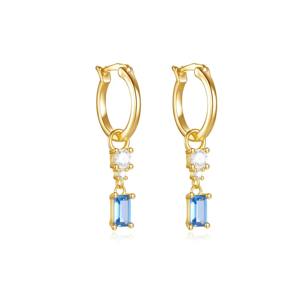 Blue Dreams huggies earrings- Retro Collection