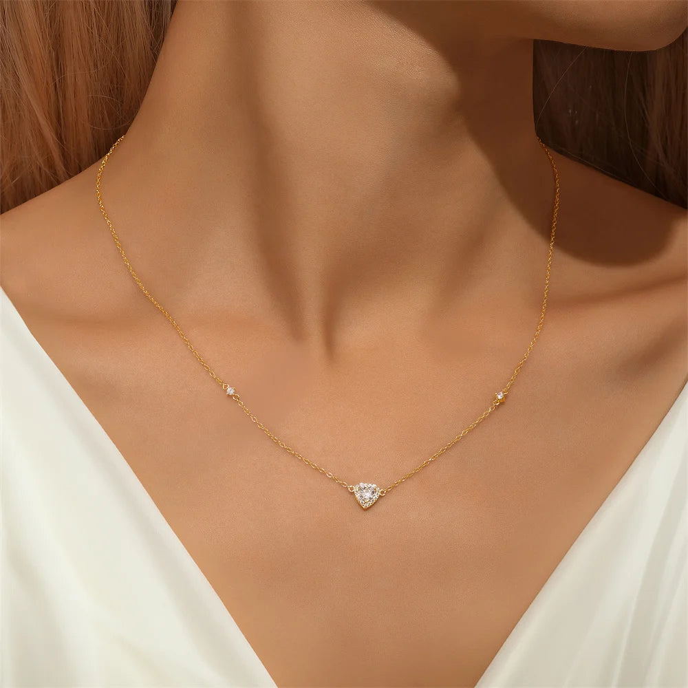 Collier tendance en argent sterling 925 en forme de cœur avec rose pour femme (cadeau Saint-Valentin/Fête des Mères)