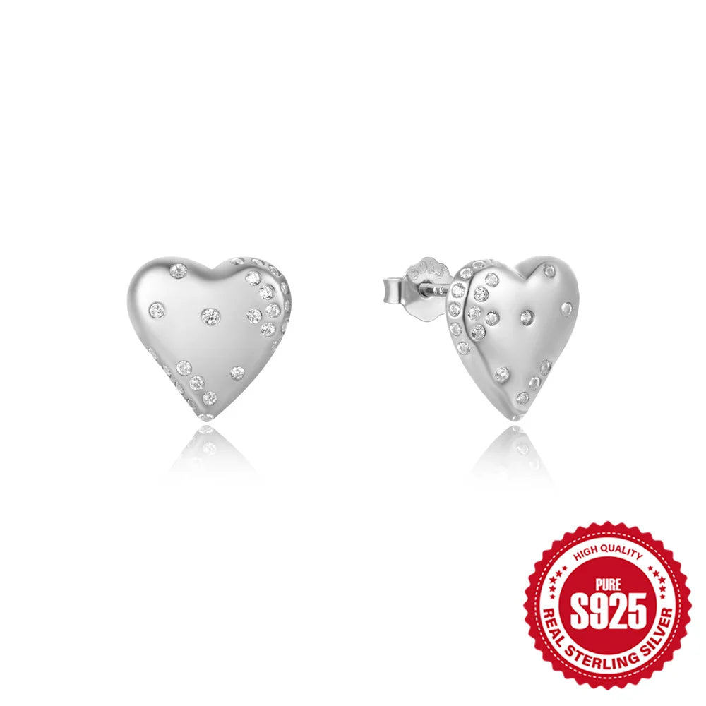 Boucles d'oreilles à tige en argent sterling 925 CANNER, cadeau d'amour pour la Saint-Valentin, zircon, pour femmes, bijoux fins en or 18 carats, fête