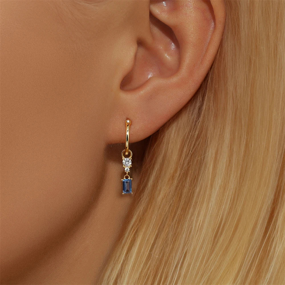 Blue Dreams huggies earrings- Retro Collection