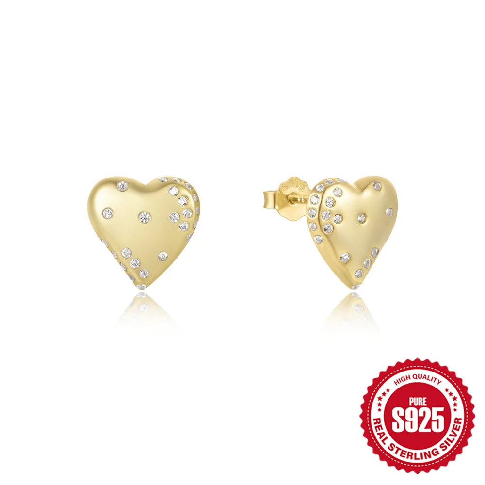 Boucles d'oreilles à tige en argent sterling 925 CANNER, cadeau d'amour pour la Saint-Valentin, zircon, pour femmes, bijoux fins en or 18 carats, fête