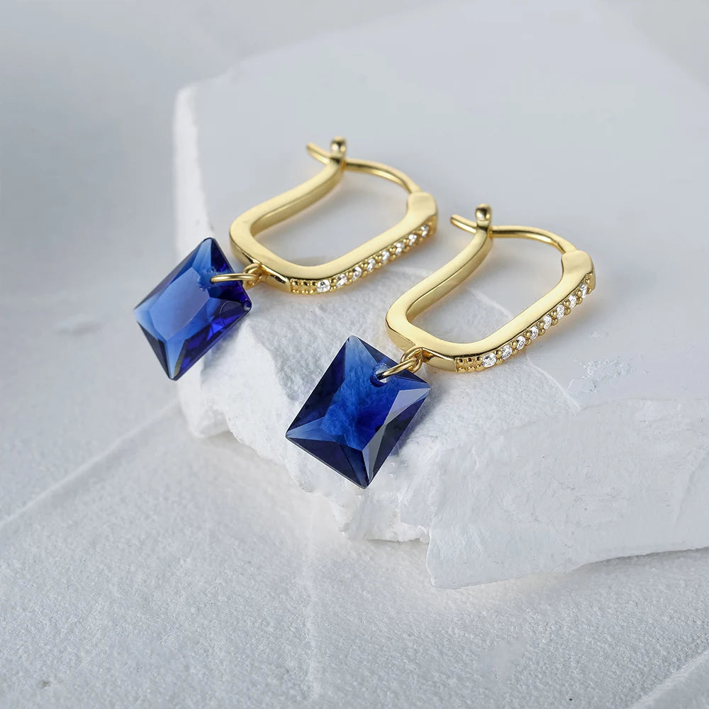 Diving Blue huggies earrings - Retro Collection