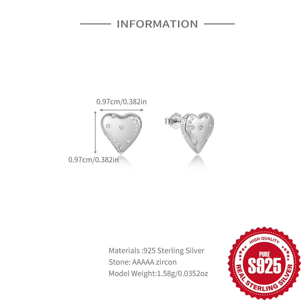 Boucles d'oreilles à tige en argent sterling 925 CANNER, cadeau d'amour pour la Saint-Valentin, zircon, pour femmes, bijoux fins en or 18 carats, fête