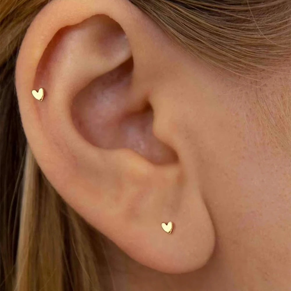 Boucles d'oreilles à tige CANNER en forme de cœur, 3 mm, en argent sterling 925, pour femme, jolies et simples, bijoux fins, cadeau