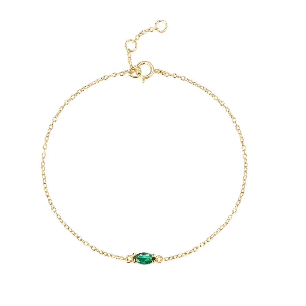 Bracelet CANNER Ins en émeraude pour femme, pendentif minimaliste en argent sterling 925, chaîne en or pour fête de mariage, bijoux fins, cadeau pour maman
