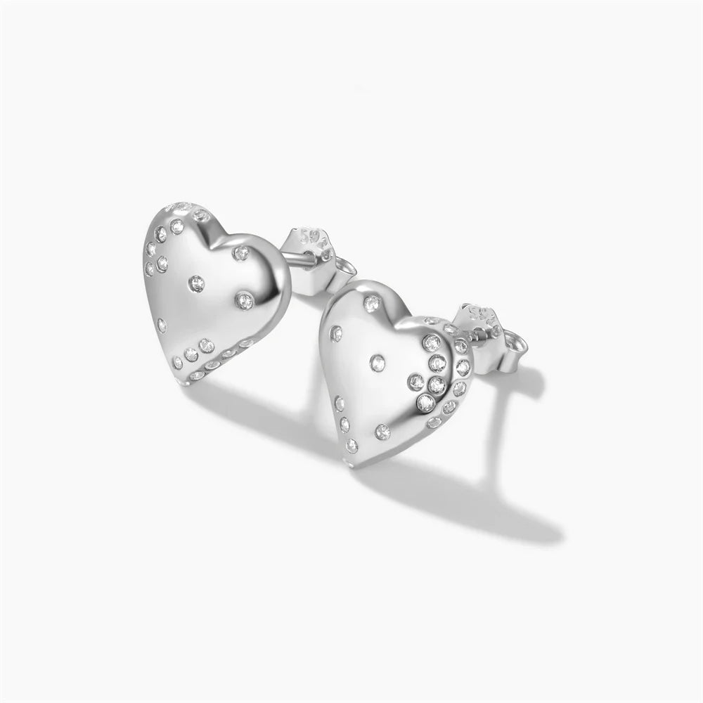 Boucles d'oreilles à tige en argent sterling 925 CANNER, cadeau d'amour pour la Saint-Valentin, zircon, pour femmes, bijoux fins en or 18 carats, fête