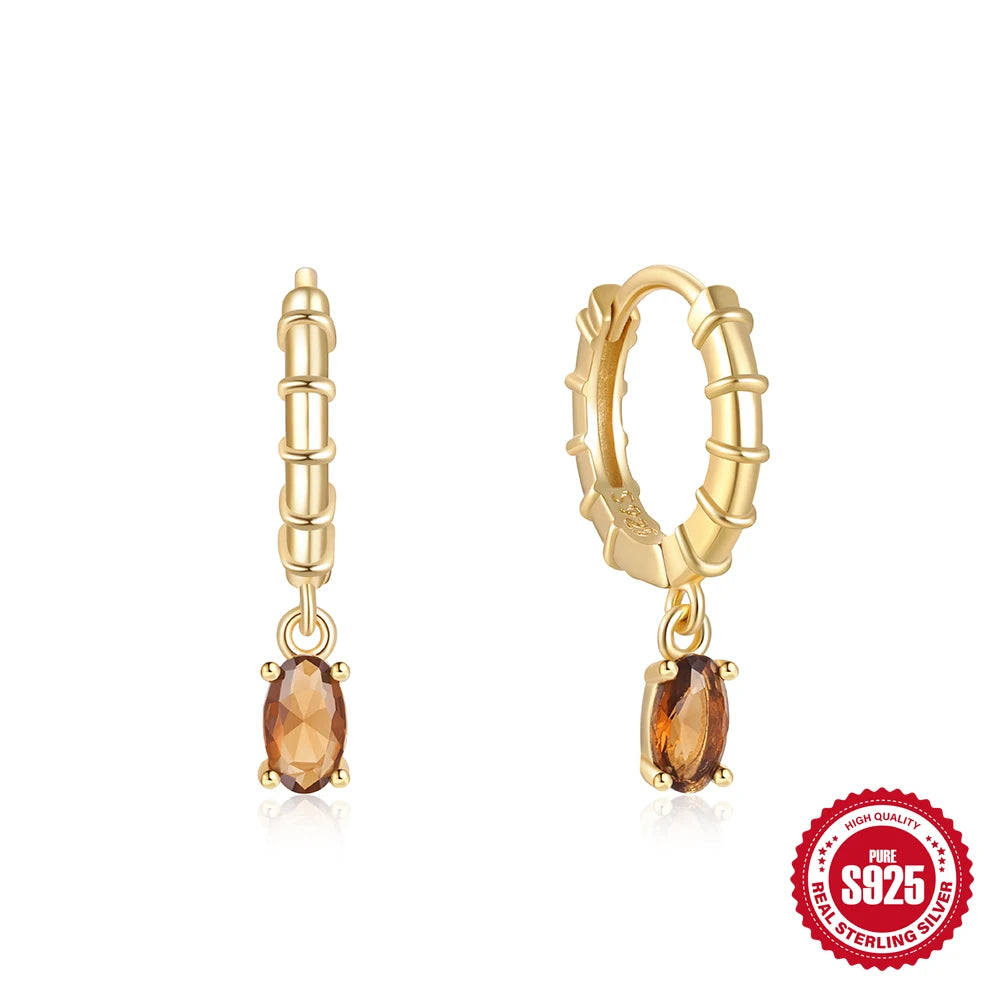 Boucles d'oreilles pendantes CANNER en argent sterling 925 et zircone marron pour femme, bijoux fins en or 18 carats, cadeau de mariage ou de fête